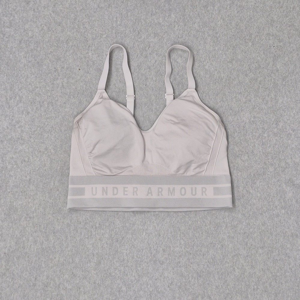 Under Armour Women Sports Bra Large White Compression Wireless Knit Strap